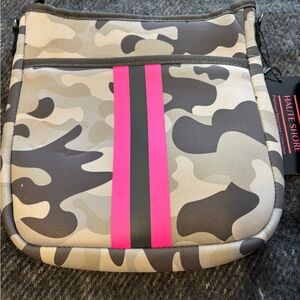 haute shore neoprene bag Gray Camo Bag With Hot Pink 2 Diff Straps NWT